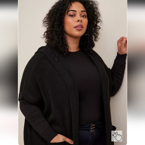 NWT Torrid Ultra Soft Ribbed Kimono Oversized Hooded Sweater Sz 00-3X CL-3170 - Picture 2 of 12